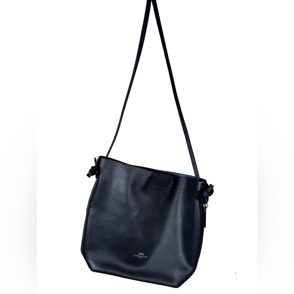 Coach Derby Crossbody Bag Blue Pebbled Leather Adjustable Strap